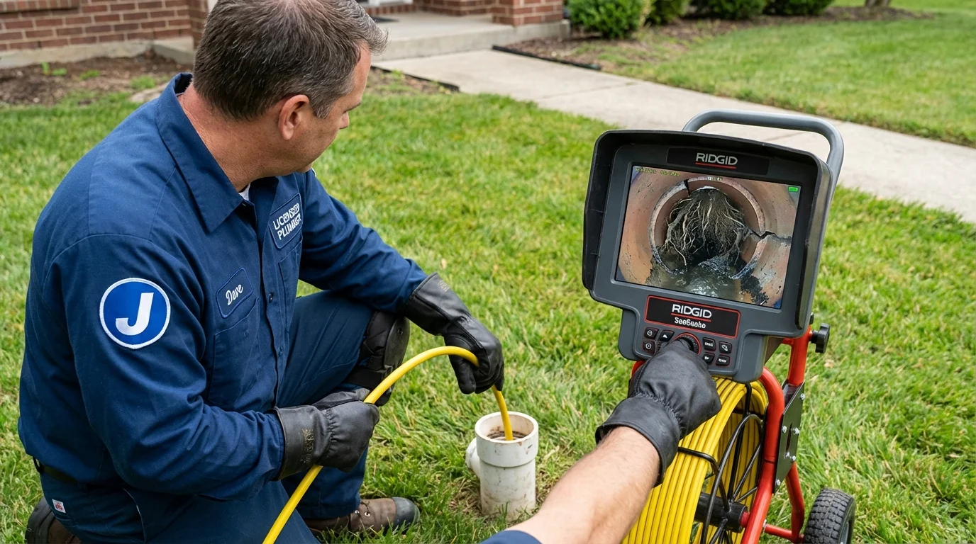 Sewer camera inspection being performed by Johns Plumbing LLC in Fruitport